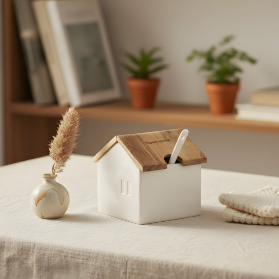Sugar Bowl with Wooden Lid